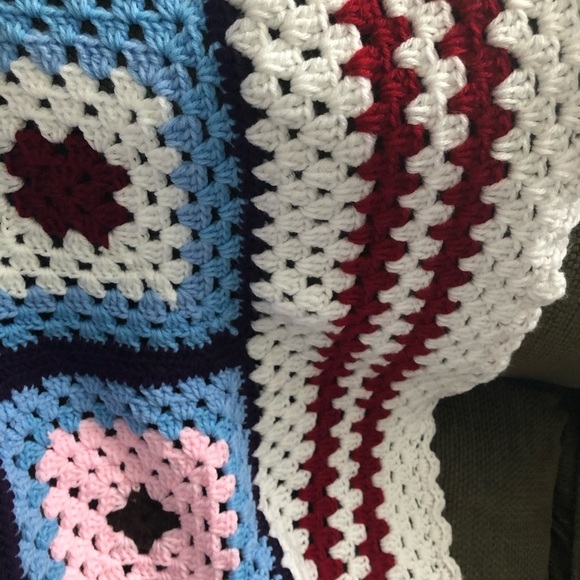 Granny blanket hand knit Vintage Square Afghan Throw  Blanket Multi Colour - Picture 7 of 11